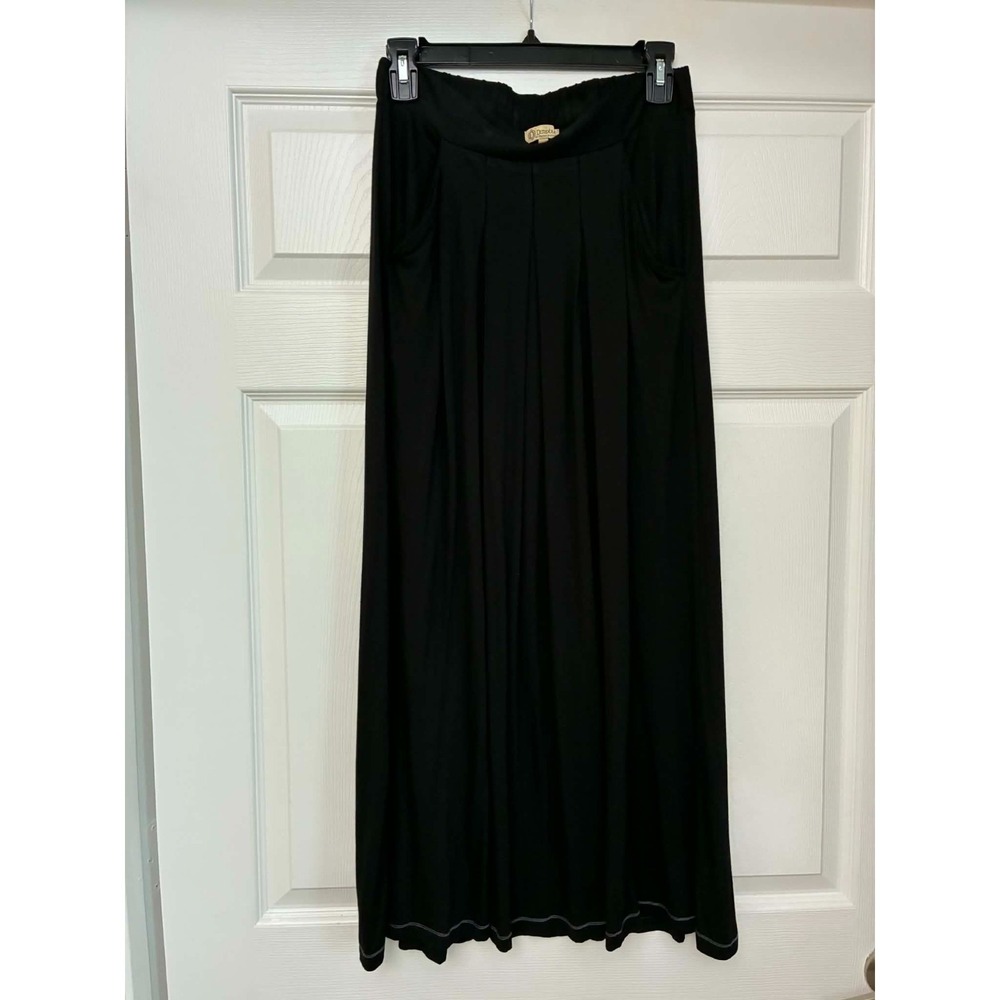 Democracy Womens Medium Black Maxi Skirt Pull On Stretch Flowy Pockets Casual